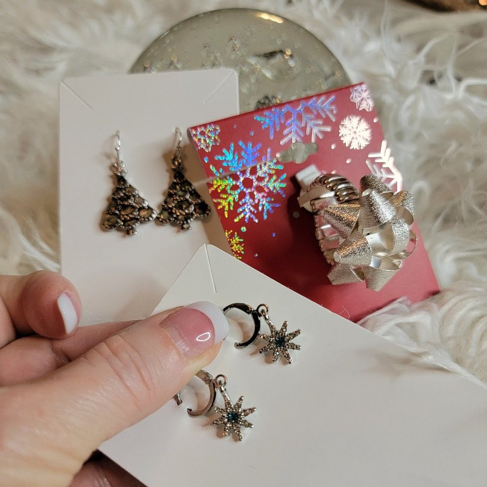 Holiday Collection!  Tree & Snowflake Earrings and Bow Ring!!